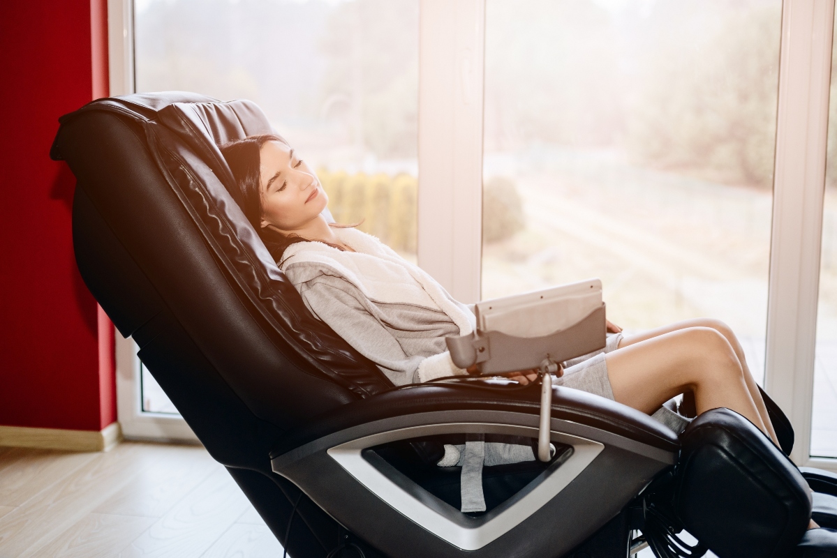 woman in a massage chair
